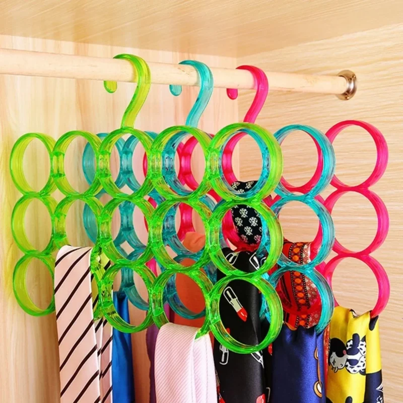 15 Hole Scarf Hanger | Multi-Scarf, Tie & Belt Organizer | Circle Design Closet Storage Holder for Wardrobe