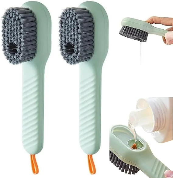 Liquid Adding Soft Fur Cleaning Brush | Multifunctional Shoe & Dish Scrubber with Built-in Liquid Box for Kitchen, Bathroom & Laundry Use
