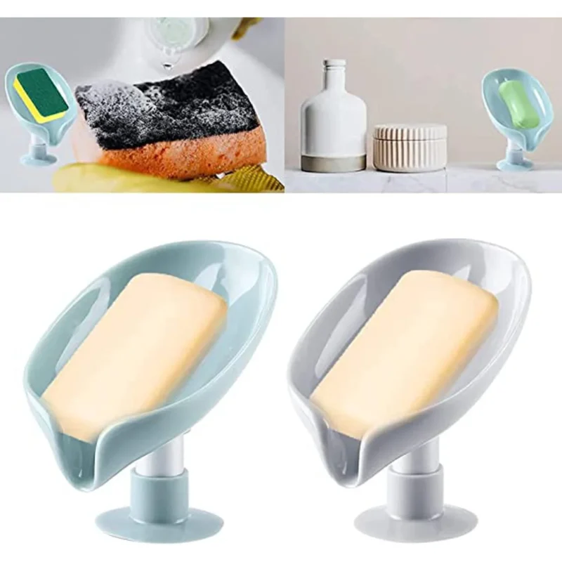 Newstyle Leaf Shape Soap Box | Creative Drain Soap Holder for Bathroom, Shower & Sink – Non-Slip Soap Dish Tray Bathroom Organizer