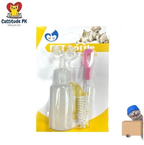 Kitten Feeding Bottle | Pet Feeder for Kittens, Puppies & Small Pets | Soft Silicone Nipple | Safe & Reusable Pet Milk Bottle