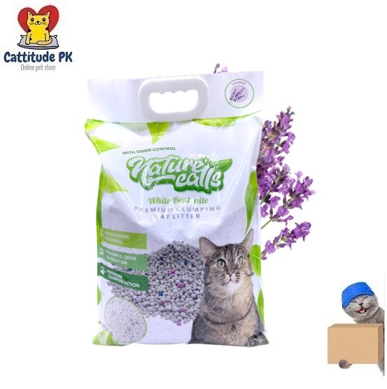 Nature Calls Imported White Bentonite Cat Litter – Lavender Scent – 10L – Premium Clumping Cat Litter – Odor Control & Dust Free