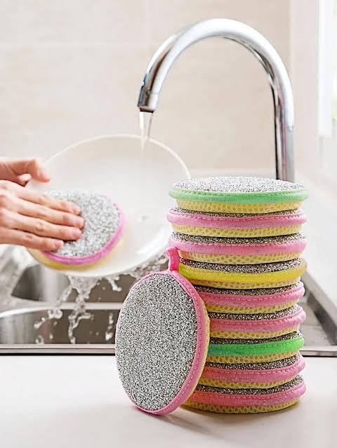 Double-Sided Nylon Cleaning Sponge | Round Scouring Pad for Kitchen, Pots, Pans & Dishwashing – Durable & Non-Scratch