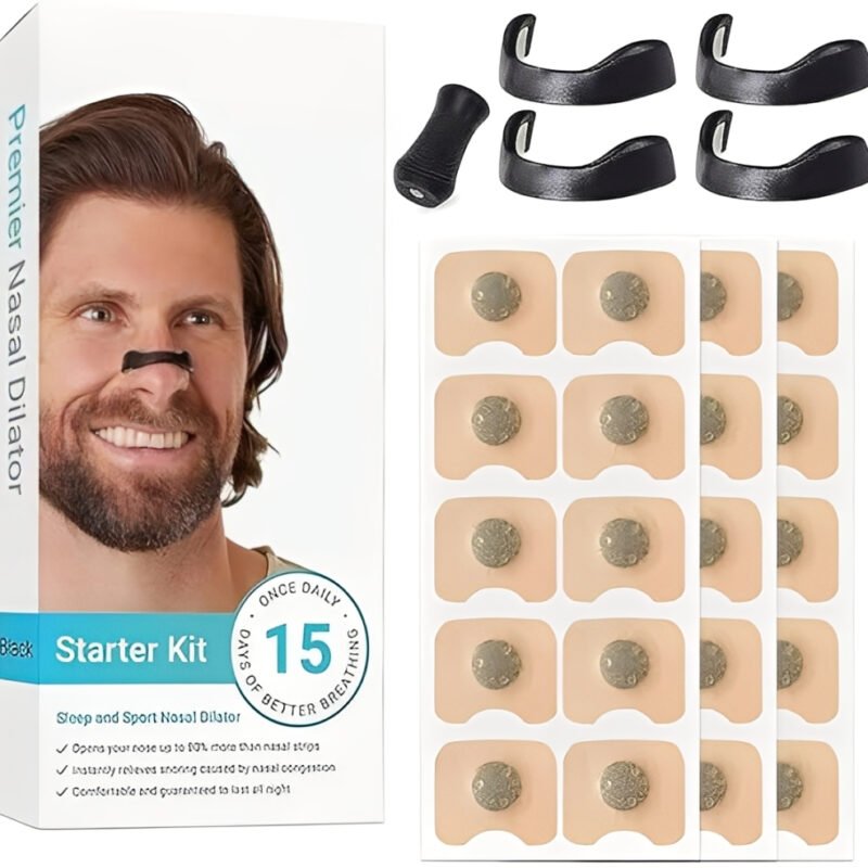 Magnetic Nasal Strips for Breathing & Snoring Relief | Silicone Nose Clip Dilator Starter Kit – 4 Sizes for Comfortable Sleep