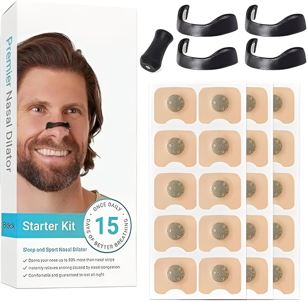 Magnetic Nasal Strips for Breathing & Snoring Relief | Silicone Nose Clip Dilator Starter Kit – 4 Sizes for Comfortable Sleep