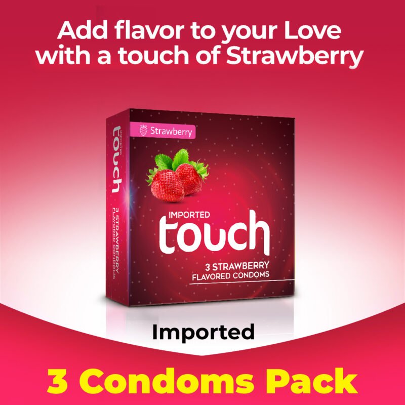 Touch Strawberry Flavored Condoms – Pack of 3 – Sweet Aroma & Smooth Intimacy