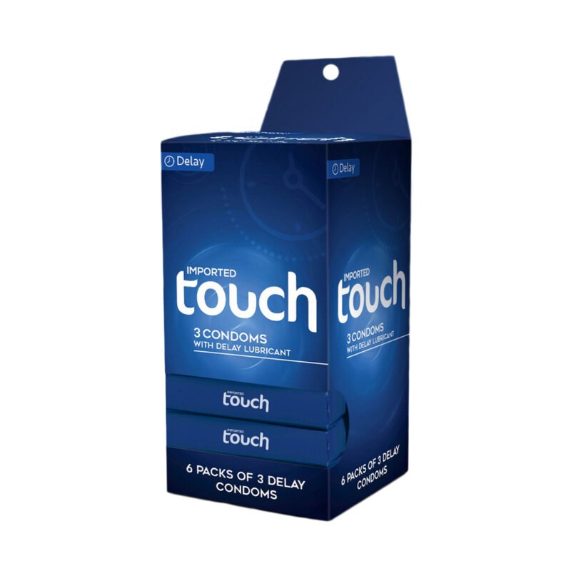 Touch Delay Condoms Dispenser – Pack of 3 (Total 18 Pieces) – With Delay Lubricant for Longer-Lasting Pleasure