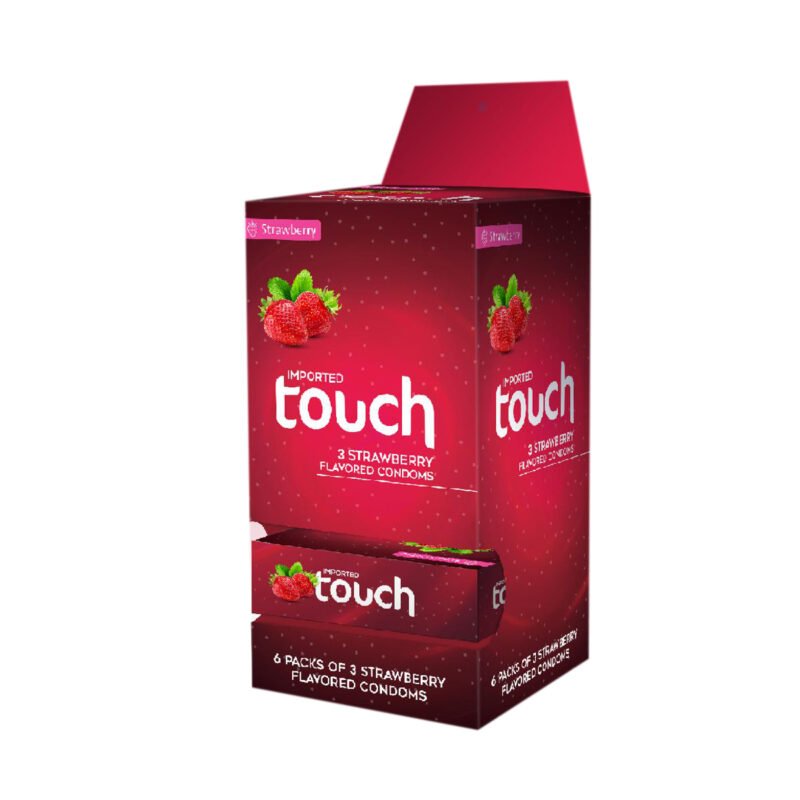 Touch Strawberry Flavored Condom Dispenser – Pack of 3 (18 Pieces) – Sweet Aroma & Smooth Intimacy