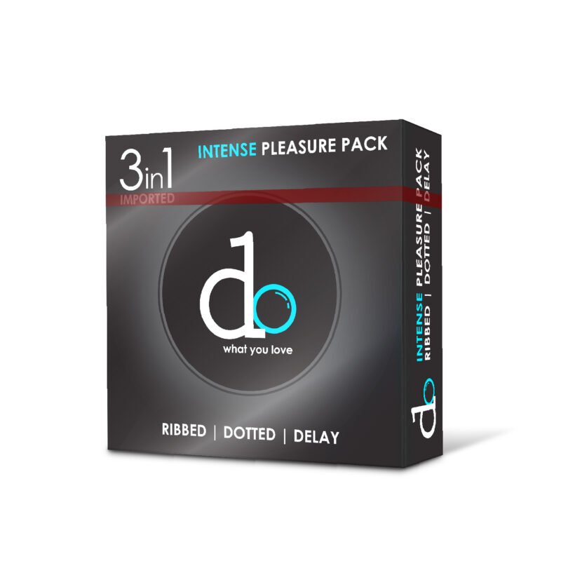 DO 3-in-1 Condom Pack – Intense Pleasure (Ribbed + Dotted + Delay) – Pack of 3