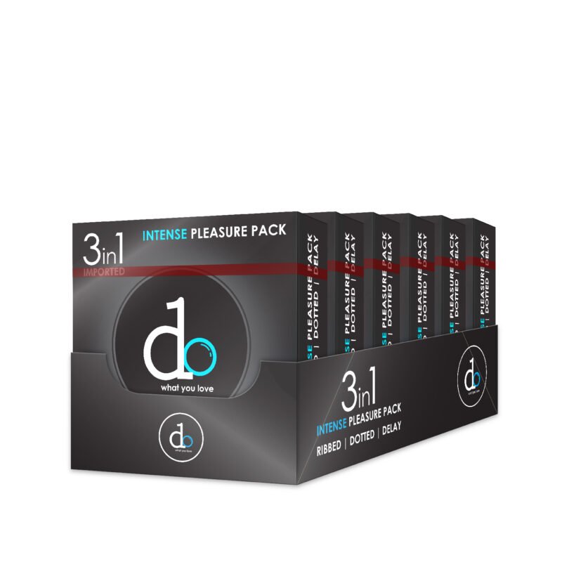 DO 3-in-1 Condom Dispenser – Pack of 3 (18 Pieces) – Ribbed + Dotted + Delay for Intense Pleasure