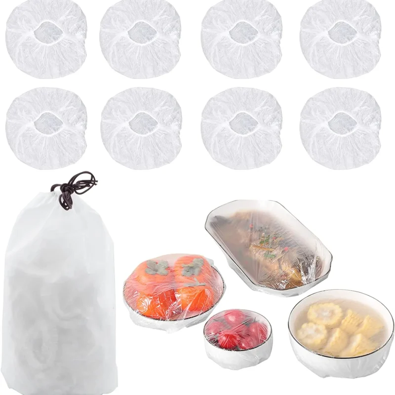 100Pcs Fresh-Keeping Food Covers – Reusable Stretchable Plastic Wrap with Elastic Edging | Press & Seal Bowl Lids for Leftovers, Storage & Outdoor Picnic