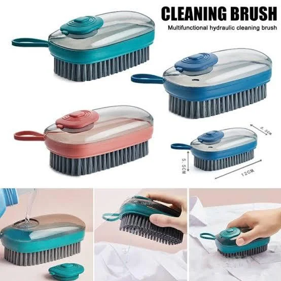 Multifunctional Hydraulic Cleaning Brush | Kitchen, Laundry & Shoe Brush with Built-in Liquid Soap Dispenser – Soft Bristles Scrubber for Deep Cleaning