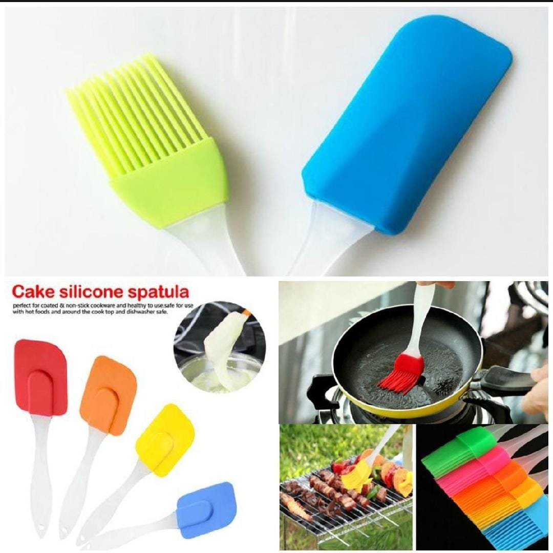 Big Size Pack of 2 – Silicone Acrylic Transparent Cake Spatula & BBQ Oil Brush Set for Baking, Cooking & Decorating - Image 2