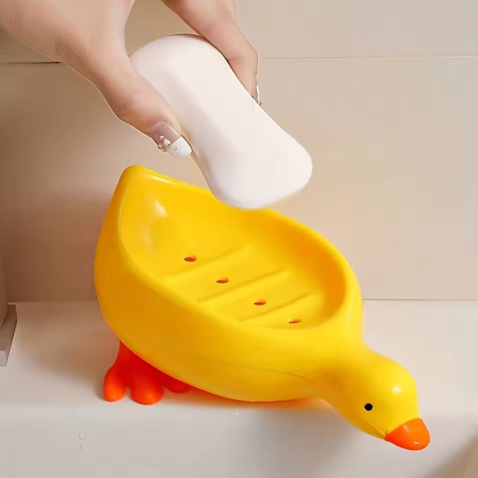 Cute Duck Shaped Soap Dish – Plastic Self-Draining Soap Holder & Multifunctional Storage Tray for Bathroom and Kitchen - Image 3