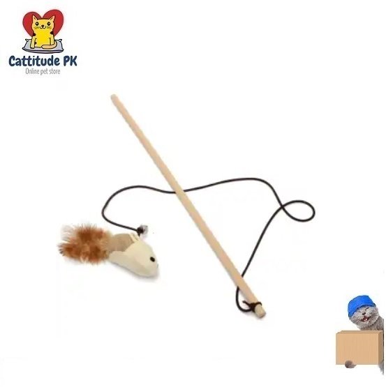 Cat Wand Play Stick – Wooden Cat Teasing Stick with Bell | Interactive Cat Toy for Play, Exercise & Fun - Image 3