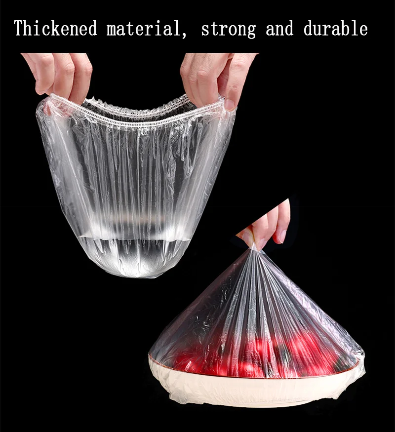 100Pcs Fresh-Keeping Food Covers – Reusable Stretchable Plastic Wrap with Elastic Edging | Press & Seal Bowl Lids for Leftovers, Storage & Outdoor Picnic - Image 2