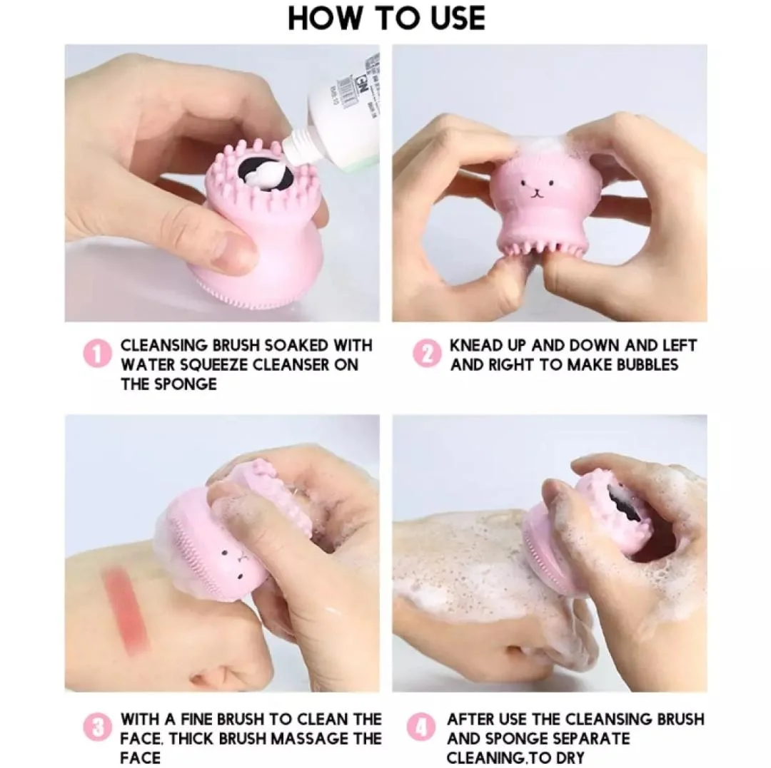 Octopus Shape Silicone Face Cleansing Brush | Soft Foam Facial Pore Cleaner & Exfoliating Scrub – Gentle Makeup Remover & Skin Care Tool - Image 4