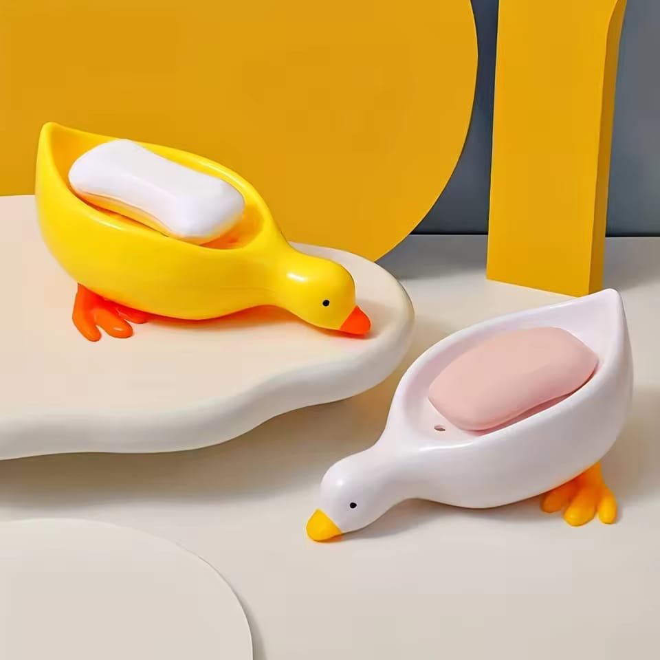 Cute Duck Shaped Soap Dish – Plastic Self-Draining Soap Holder & Multifunctional Storage Tray for Bathroom and Kitchen - Image 2