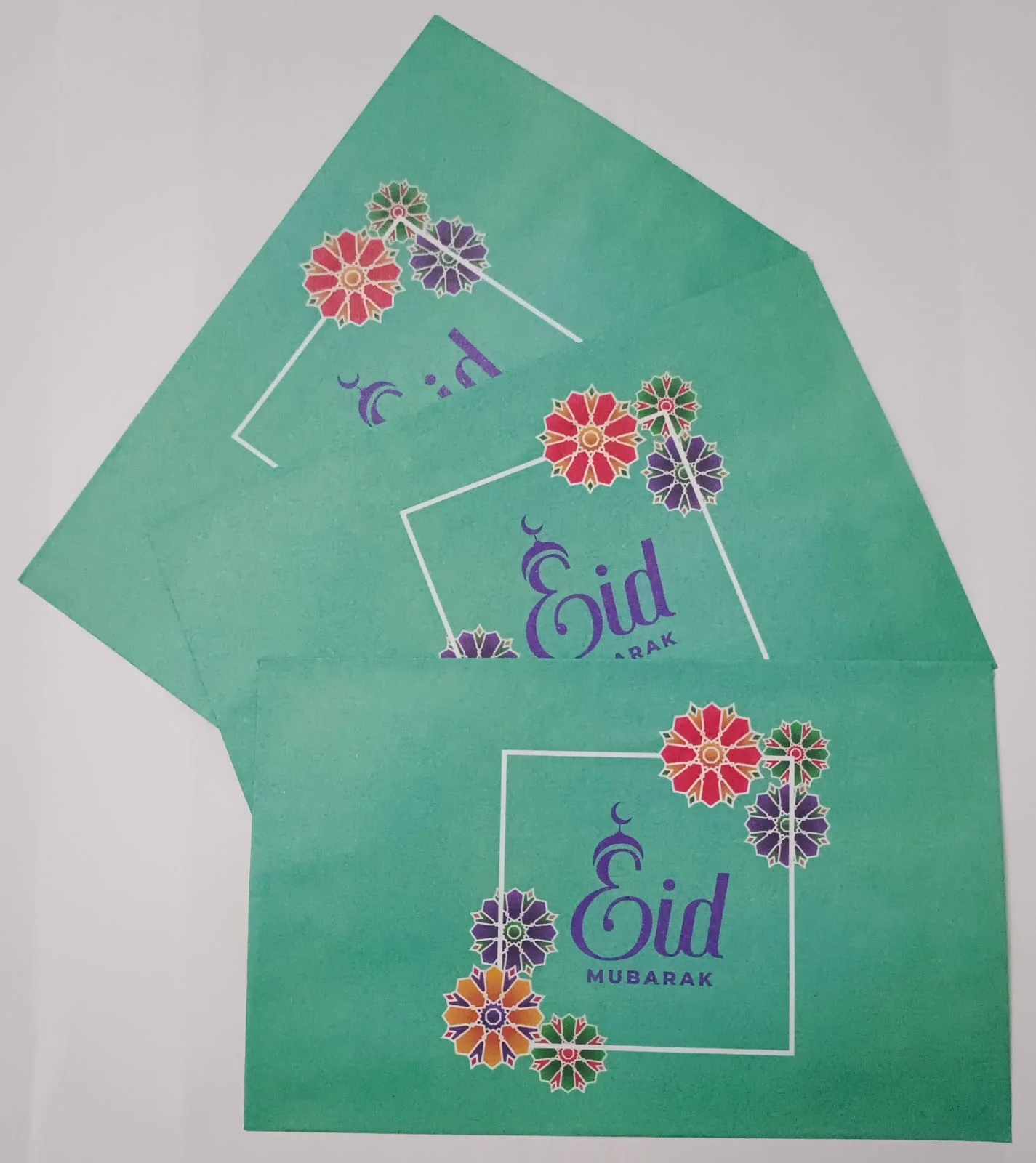 Eid Design Gift Envelopes – 25 Pcs Pack (1 Packet) | Four Color Printed Paper Envelopes for Eidi, Money & Greeting | Premium Quality Eid Envelopes - Image 2
