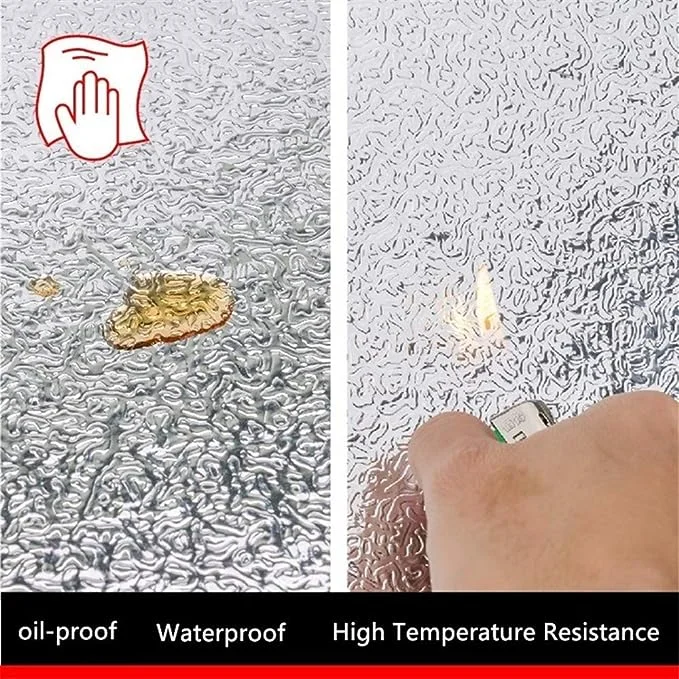 Kitchen Oil Proof Stickers | Waterproof Aluminum Foil Stickers | Self Adhesive Peel & Stick Kitchen Wallpaper Roll (Silver, 60x200cm) - Image 5