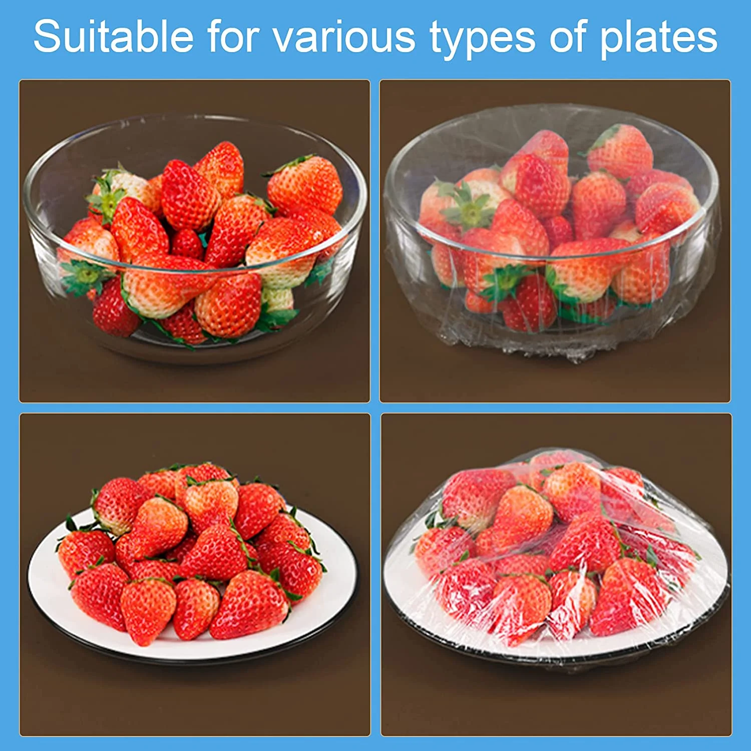 100Pcs Fresh-Keeping Food Covers – Reusable Stretchable Plastic Wrap with Elastic Edging | Press & Seal Bowl Lids for Leftovers, Storage & Outdoor Picnic - Image 7