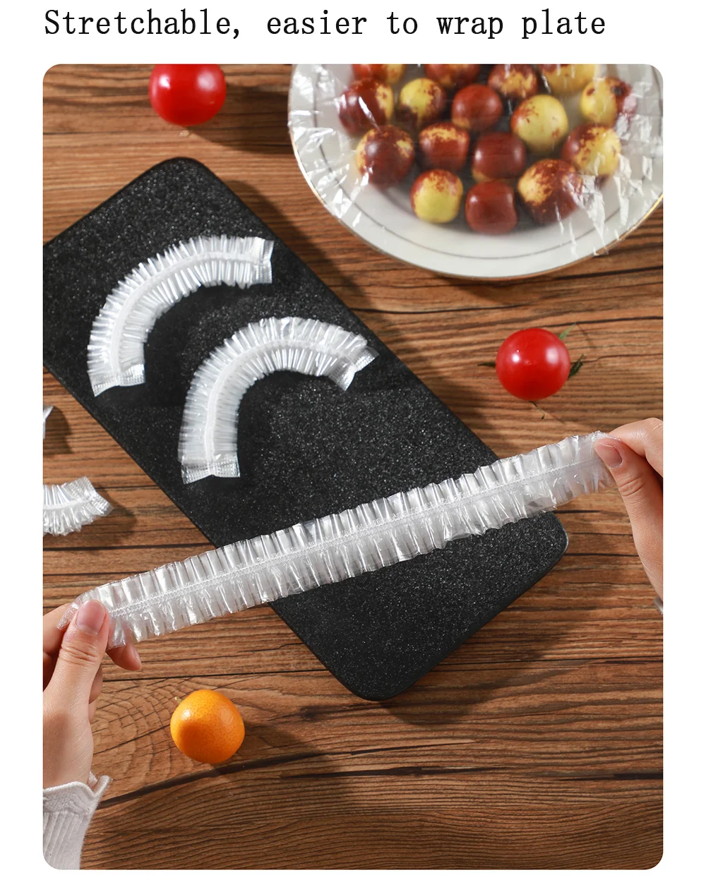 100Pcs Fresh-Keeping Food Covers – Reusable Stretchable Plastic Wrap with Elastic Edging | Press & Seal Bowl Lids for Leftovers, Storage & Outdoor Picnic - Image 6