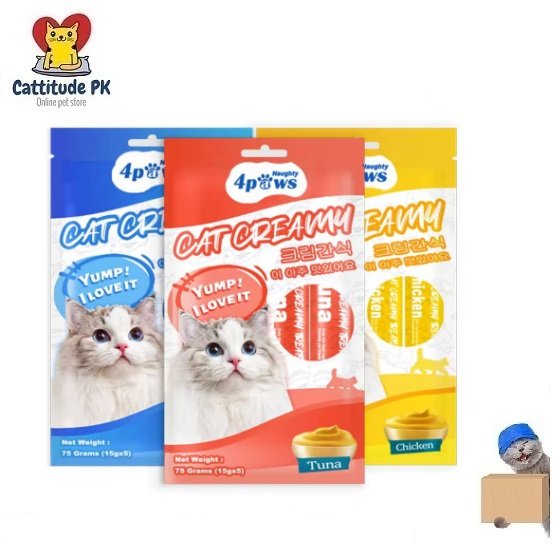 4 Paws Cat Creamy Lickable Treats – 75g | Delicious Cat Creamy Treats | Healthy & Tasty Lickable Snack for Cats | Protein-Rich Cat Treat Pouch