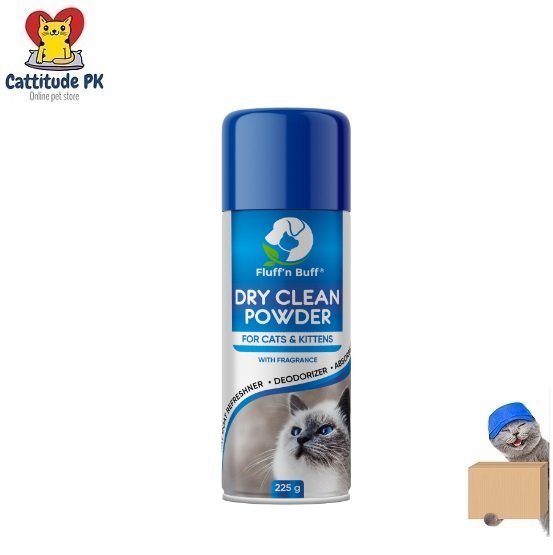 Fluff n Buff Dry Clean Powder for Cats & Kittens – 225gm | Waterless Cat Bath | Gentle Deodorizing Grooming Powder