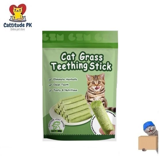 6Pcs Cat Grass Stick – Chicken & Grass Blend 30g | Natural Dental Treats for Cats | Cat Grass Teething Stick | Healthy Cat Chew Snack