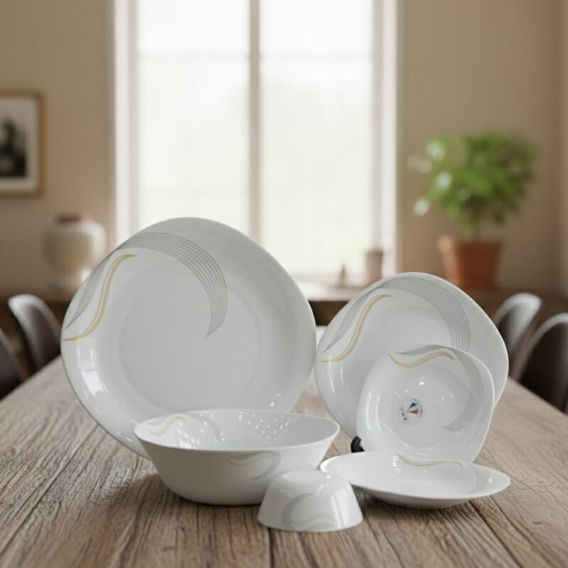 Elegant Swirl Opal Dinner Set – Durable Lightweight Opal Glass Dinnerware CK