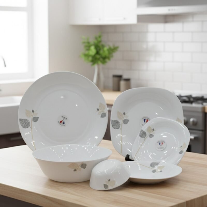 Minimalist Winter Tree Dinnerware Set – 26 Piece Elegant Opal Glass Dinner Set CK