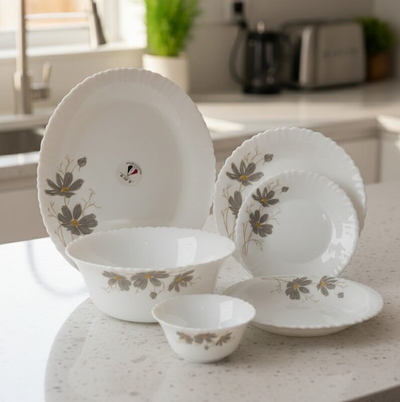 Opalware Premium Floral Dinner Set – 26 Piece Elegant & Durable Opal Glass Dinnerware CK