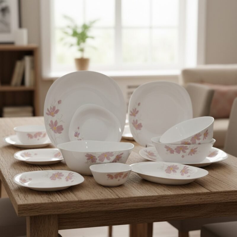 Elegant Floral Opal Dinnerware Set – Durable, Lightweight & Stylish Tableware CK