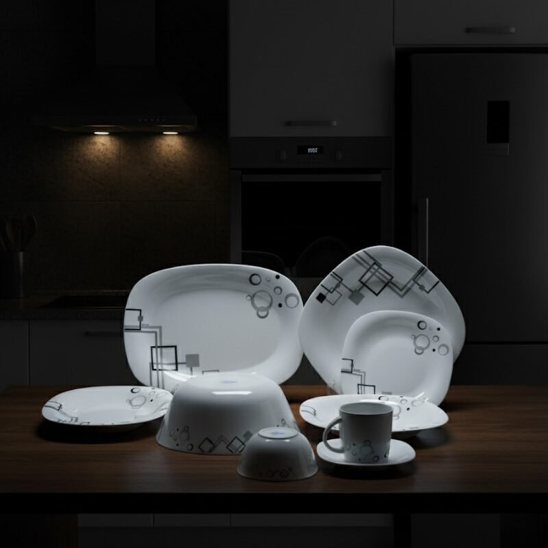 rban Geometric Opal Dinnerware Set – Stylish Modern Opal Glass Dinnerware CK