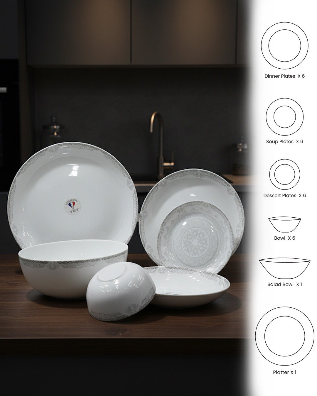 Elegant 26-Piece Opal Dinnerware Set – Stylish & Durable Tableware for 6 Persons CK - Image 5