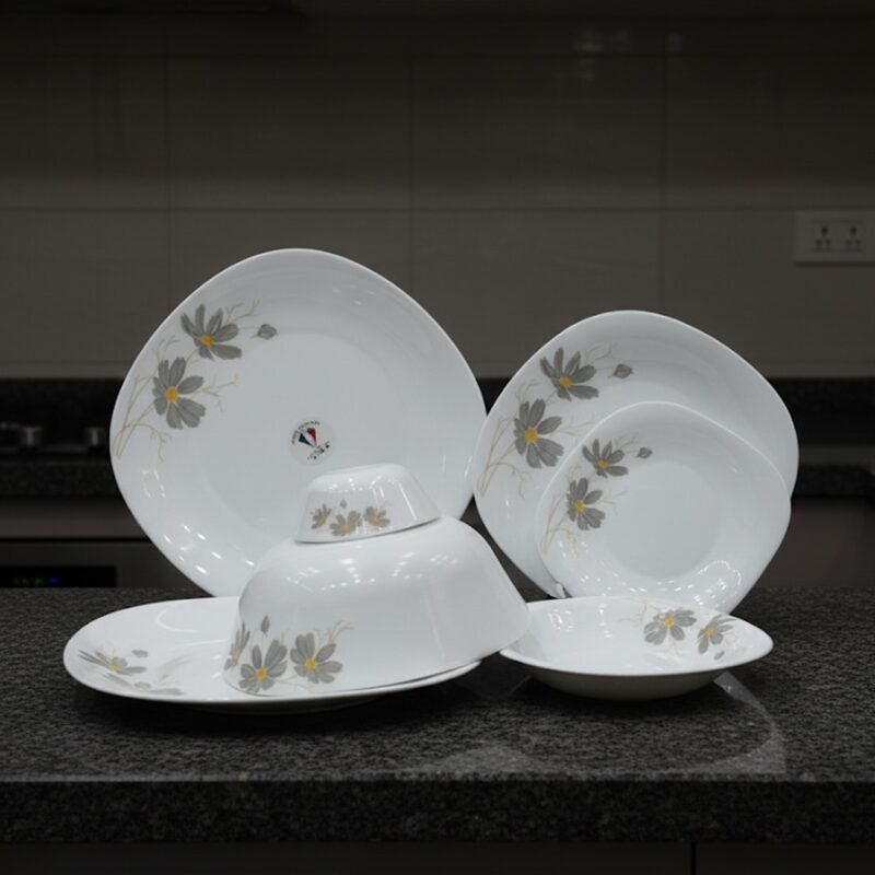 Elegant Swirl Opal Dinner Set – Durable Lightweight Opal Glass Dinnerware CK