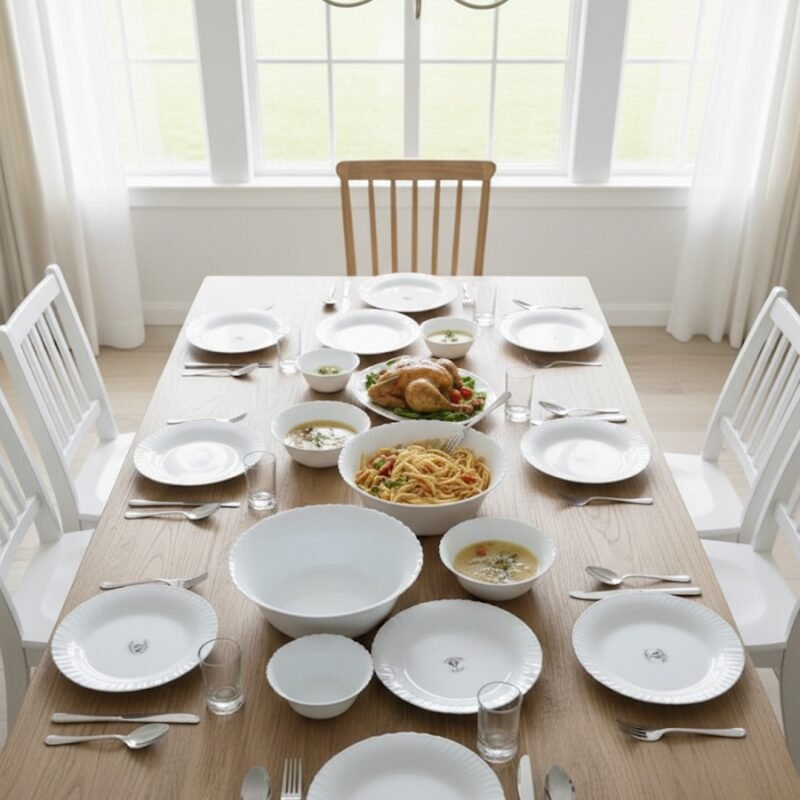 Elegant 26-Piece White Dinnerware Set – Premium Opal Collection | Durable & Stylish Tableware for 6 CK