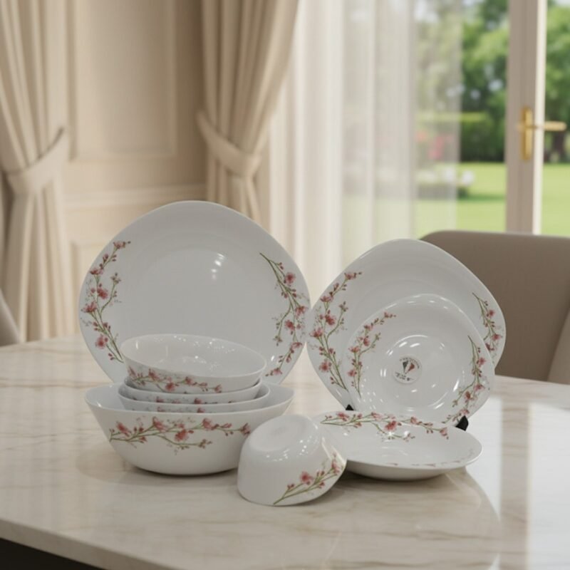 Elegant Cherry Blossom Dinnerware Set – 26-Piece Opalware Collection | Stylish Tableware for 6 CK