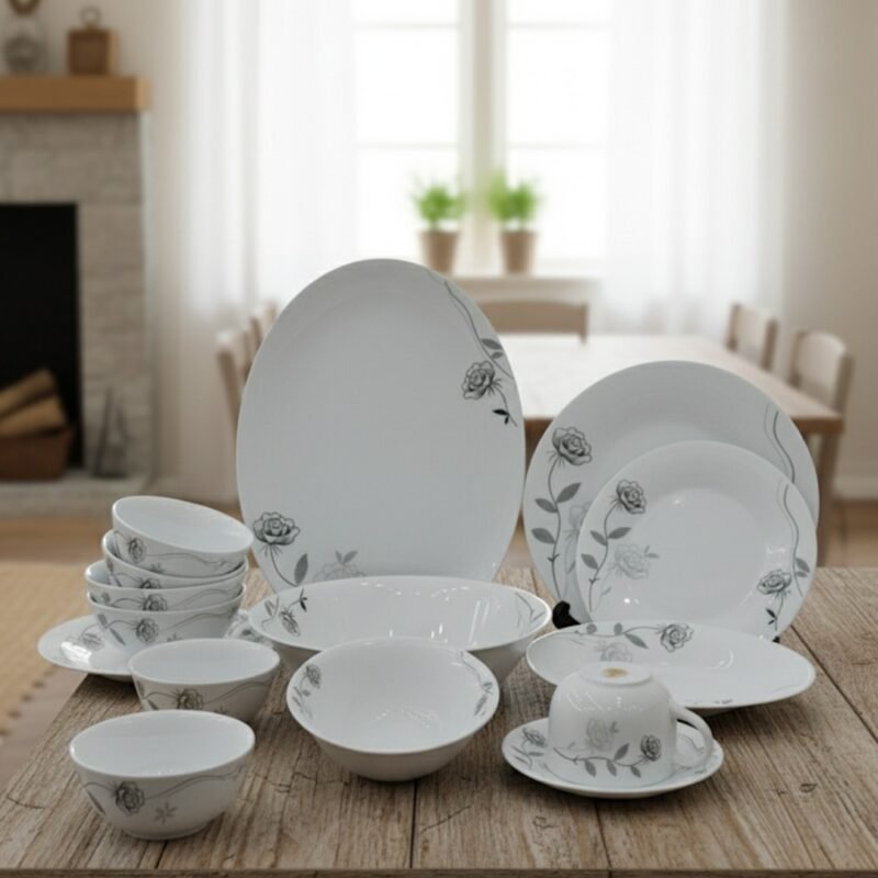 Elegant Floral Opal Dinnerware Set – Durable, Lightweight & Stylish Tableware CK