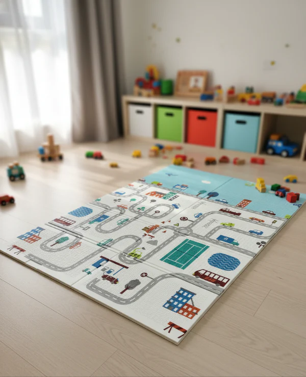 Foldable Baby Play Mat – Double-Sided Soft Foam Playmat for Kids | Non-Toxic, Waterproof & Reversible Design (120×180 cm)