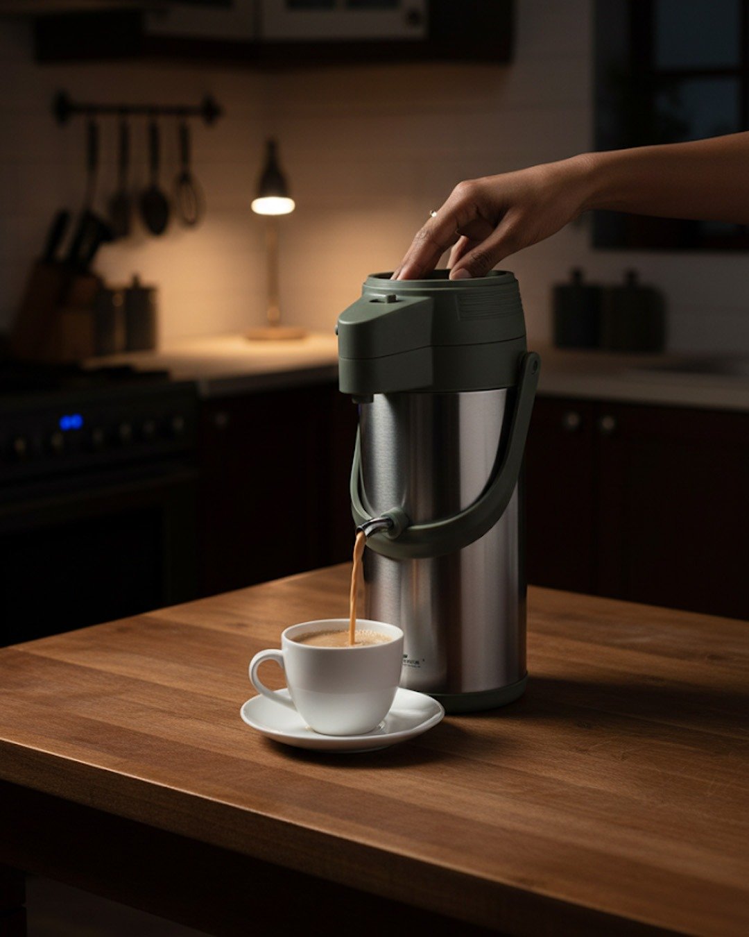 1.9 Litre Stainless Steel Insulated Flask – Hot & Cold Beverage Dispenser with Green, Brown & Silver-Grey Accents CK - Image 7