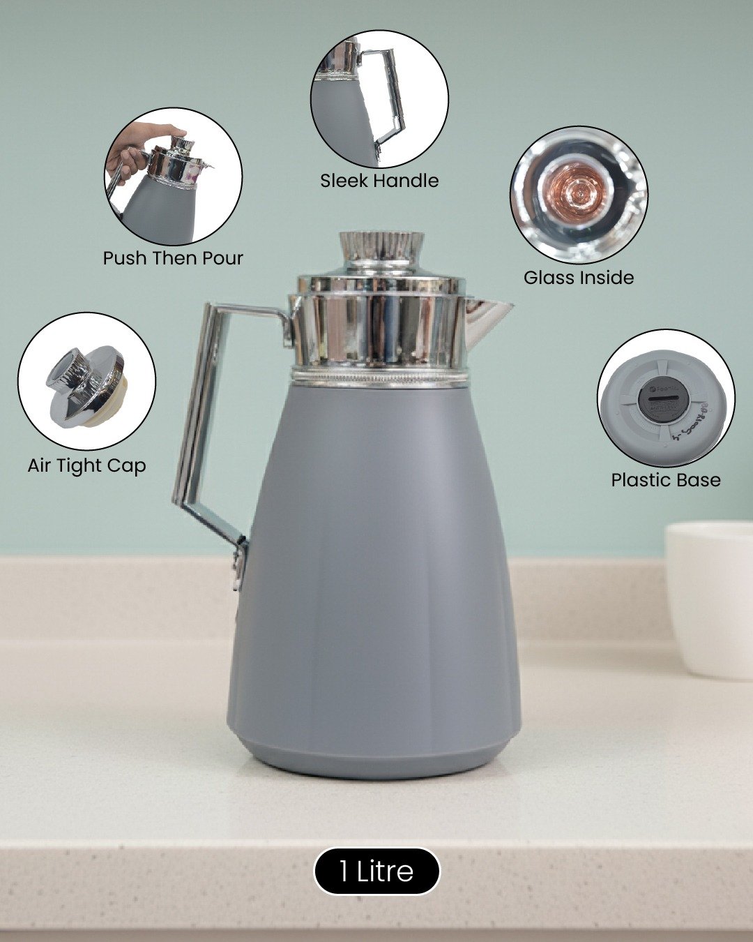 Elegant 1 Litre Insulated Flask with Modern Metallic Finish – Premium Hot & Cold Beverage Flask CK - Image 2