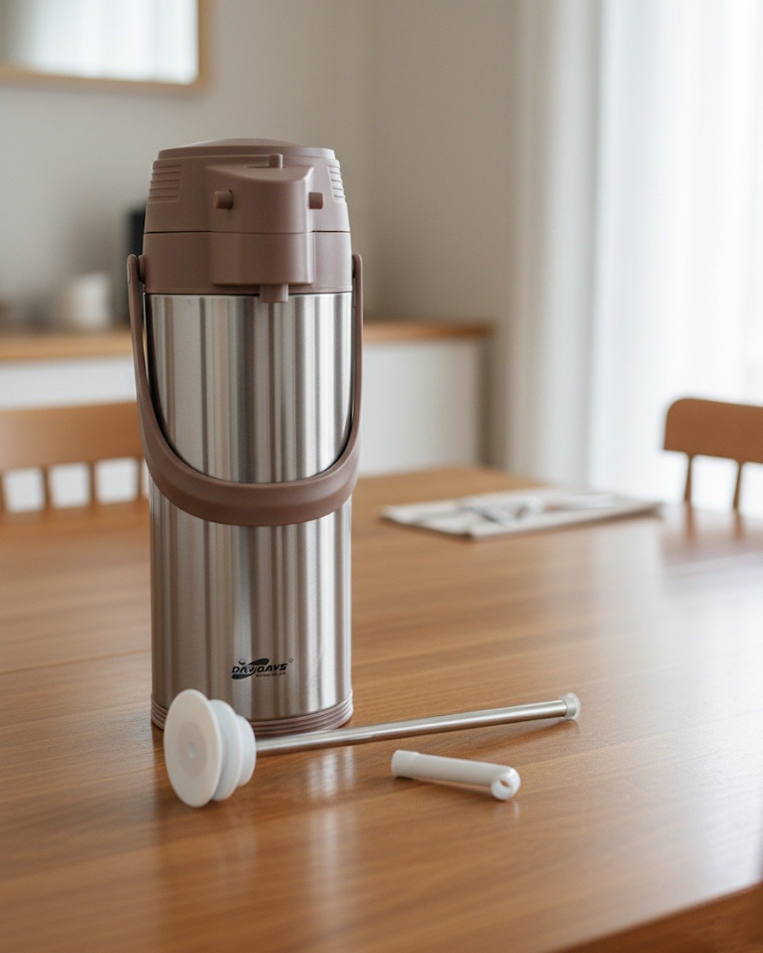 1.9 Litre Stainless Steel Insulated Flask – Hot & Cold Beverage Dispenser with Green, Brown & Silver-Grey Accents CK - Image 5