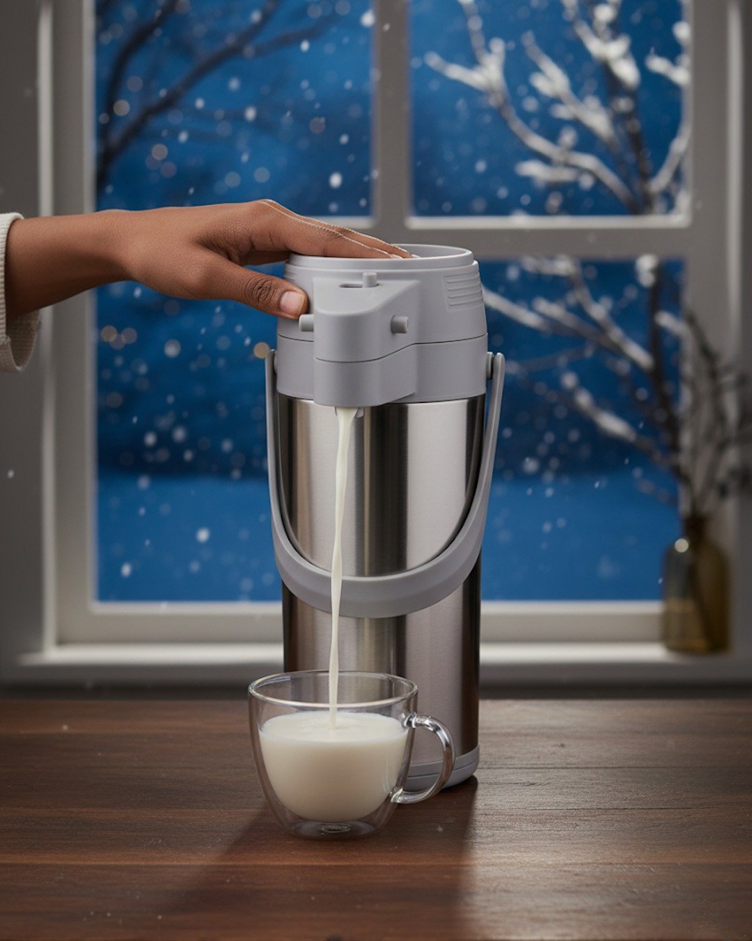 1.9 Litre Stainless Steel Insulated Flask – Hot & Cold Beverage Dispenser with Green, Brown & Silver-Grey Accents CK - Image 11