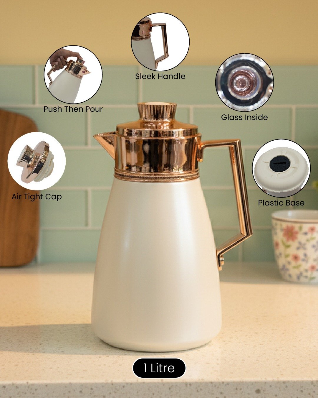 Elegant 1 Litre Insulated Flask with Modern Metallic Finish – Premium Hot & Cold Beverage Flask CK
