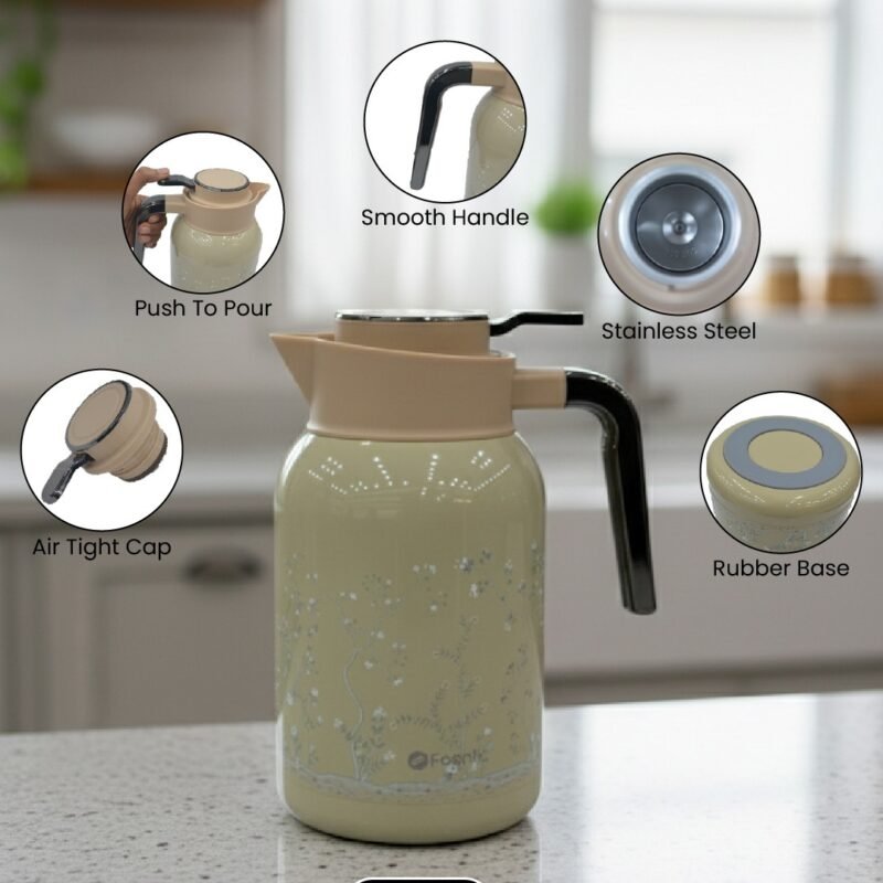 Feenix Floral Series Thermal Flask – 2 Litre Stainless Steel Hot & Cold Beverage Dispenser CK