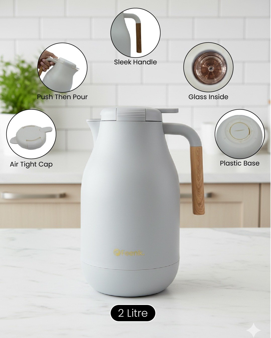 Feenik 2 Litre Thermos Flask – Minimalist Design, Maximum Function | Hot & Cold Beverage Dispenser CK - Image 5