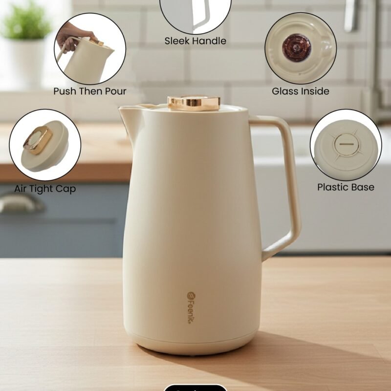 Modern 2 Litre Thermos Flask – Elegant Glass Interior Hot & Cold Beverage Server CK