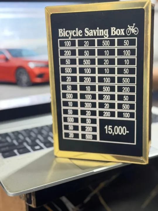 Bicycle Saving Box | Financial Goal Tracker Money Box (15,000 Goal)