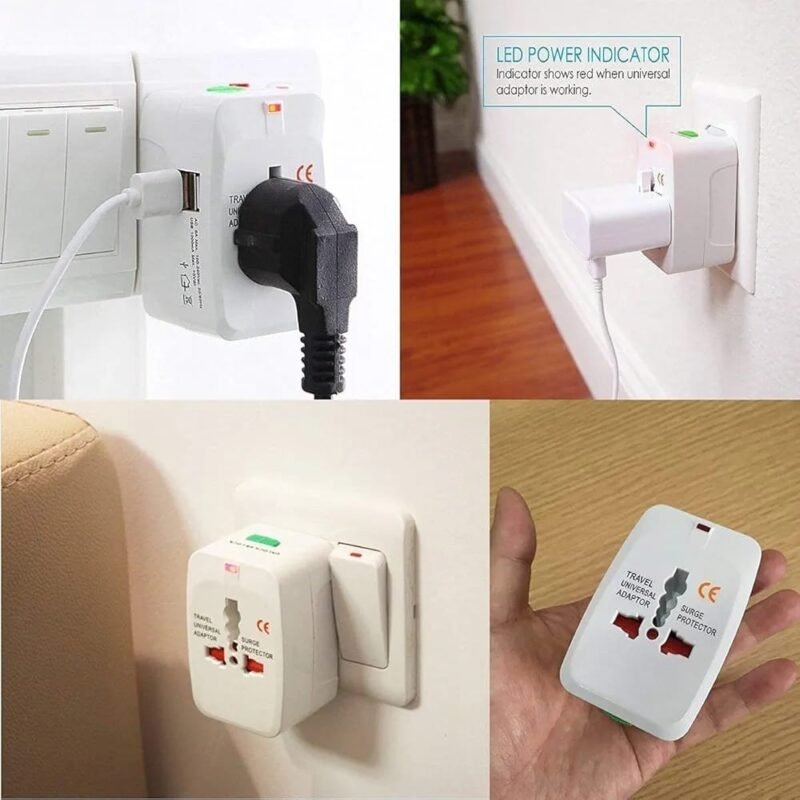 Universal Travel Adapter – All-in-One International Plug Adapter with Multiple Socket Options