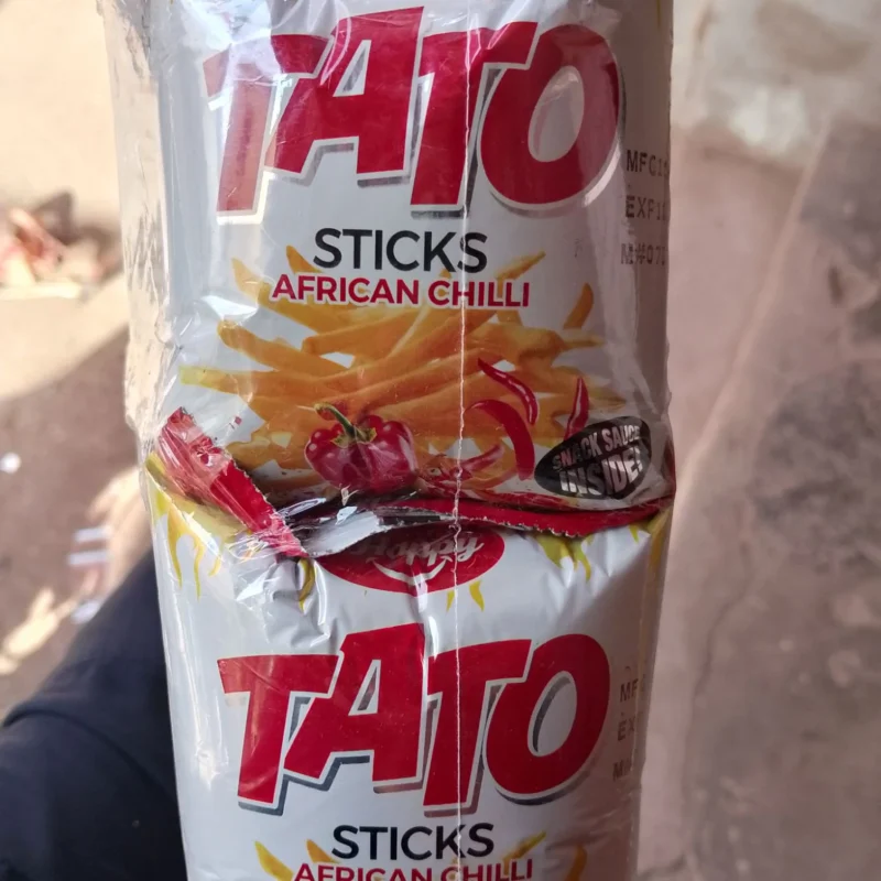 Tato Sticks Snacks – Pack of 12 | African Chilli Flavor with Snack Sauce Inside | Crispy Spicy Sticks | Affordable Price
